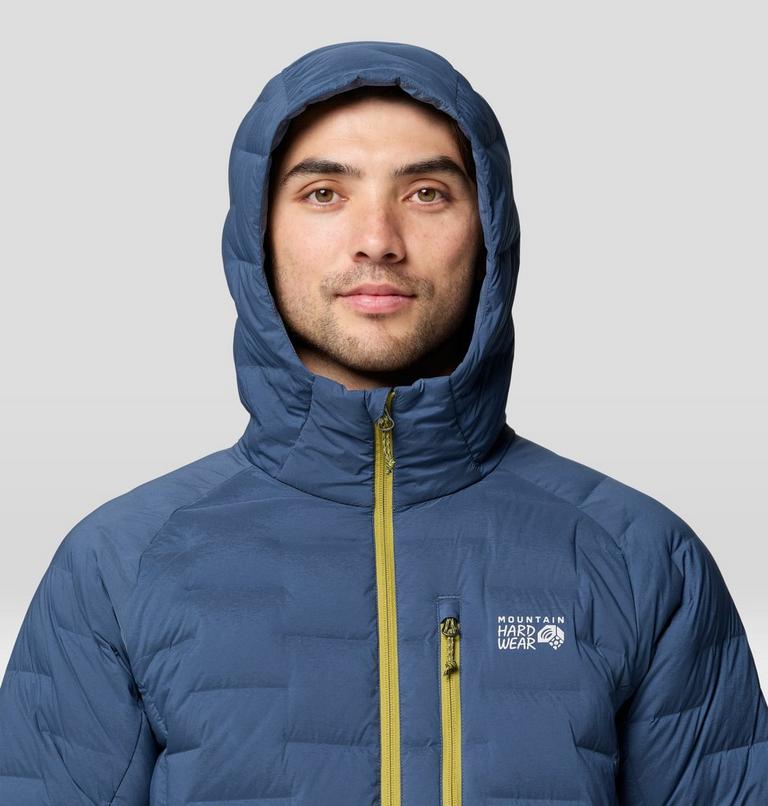 Men's StretchDown Hooded Jacket, Color: Astral Blue, Bright Fatigue, image 5