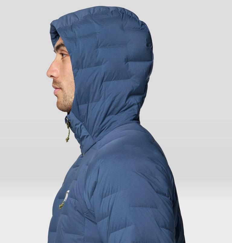 Men's StretchDown Hooded Jacket, Color: Astral Blue, Bright Fatigue, image 6