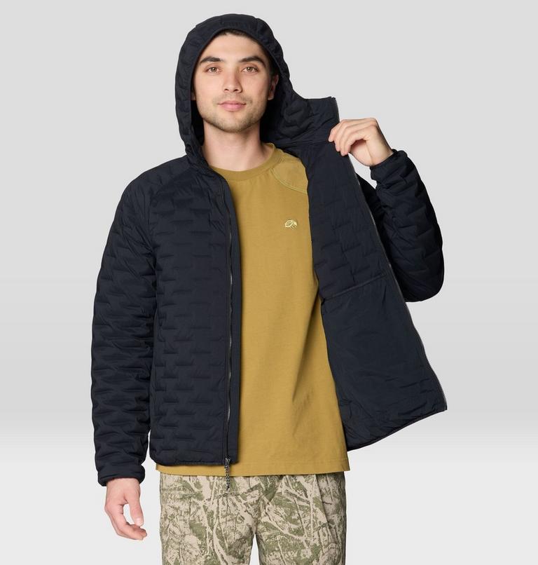 Men's StretchDown Light Hooded Jacket, Color: Black, image 8