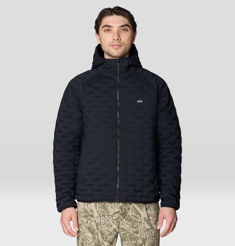 Men's StretchDown Light Hooded Jacket, Color: Black, image 1