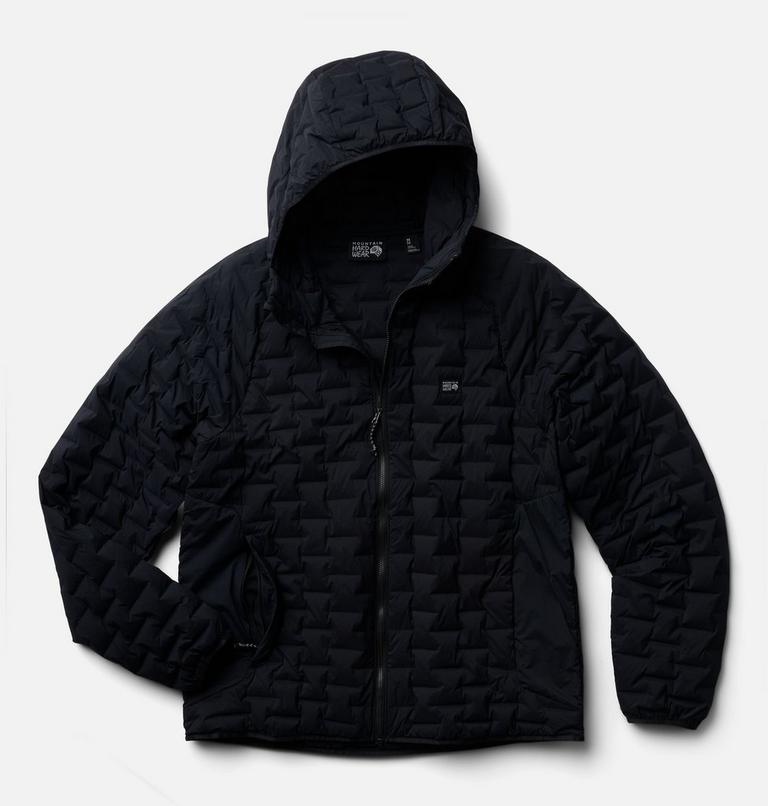 Men's StretchDown Light Hooded Jacket, Color: Black, image 2