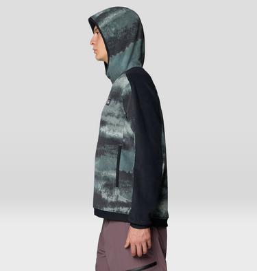 Men's Apr&egrave;s Pro Fleece Hoody, Color: Thunderhead Grey Patchwork Print, image 3