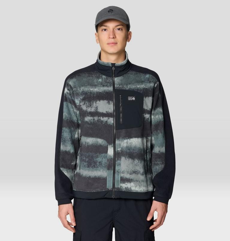Men's Apr&egrave;s Pro Fleece Jacket, Color: Thunderhead Grey Patchwork Print, Black, image 1