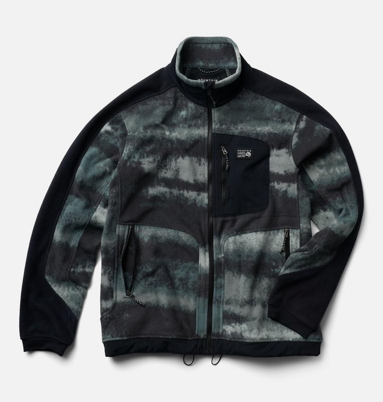 Men's Apr&egrave;s Pro Fleece Jacket, Color: Thunderhead Grey Patchwork Print, Black, image 2