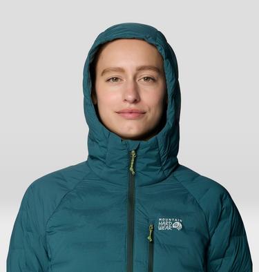 Women's StretchDown Hooded Jacket, Color: Aqua Green, image 24