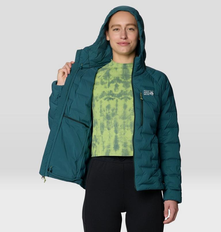 Women's StretchDown Hooded Jacket, Color: Aqua Green, image 7