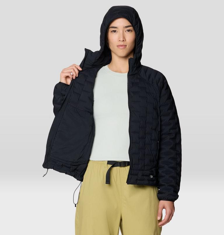 Women's StretchDown Light Hooded Jacket, Color: Black, image 8