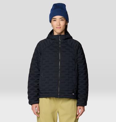 Women's StretchDown Light Hooded Jacket, Color: Black, image 3