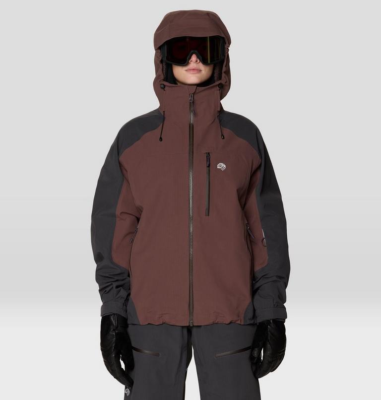 Women's Warp Factor 3L Hooded Jacket, Color: Carob, Shark, image 5