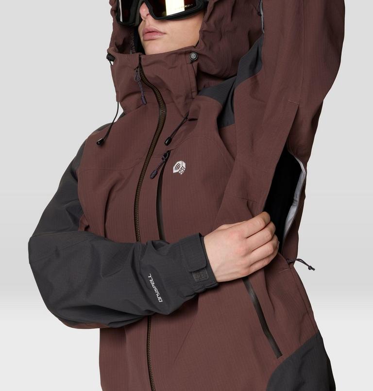 Women's Warp Factor 3L Hooded Jacket, Color: Carob, Shark, image 12