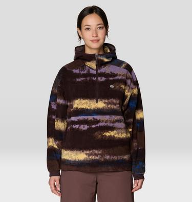 Women's Apr&egrave;s Pro Fleece Hoody, Color: Berry Blue Patchwork Print, image 4