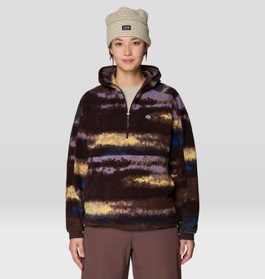 Women's Apr&egrave;s Pro Fleece Hoody, Color: Berry Blue Patchwork Print, image 1