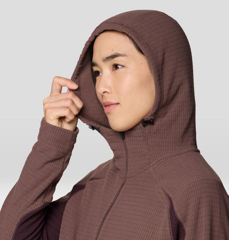 Women's Summit Grid Half Zip Hoody, Color: Carob, Deep Mulberry, image 6