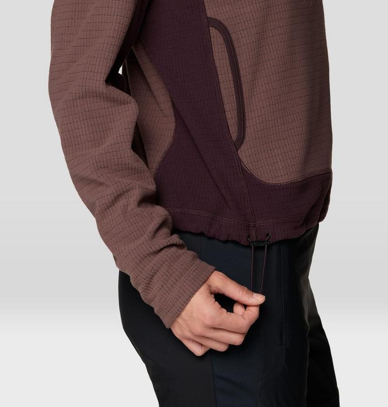 Women's Summit Grid Half Zip Hoody, Color: Carob, Deep Mulberry, image 7