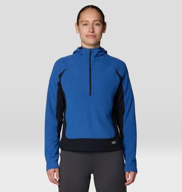Women's Summit Grid Half Zip Hoody, Color: Berry Blue, Black, image 17