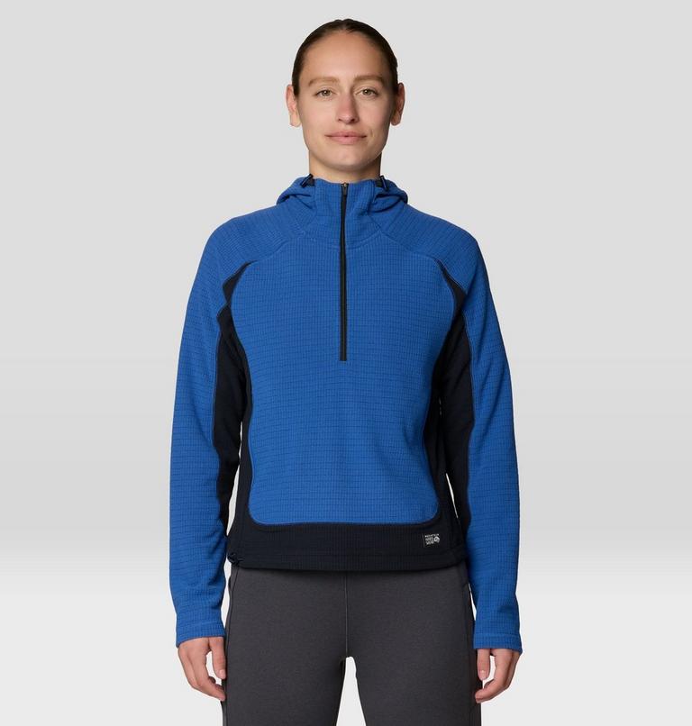 Women's Summit Grid Half Zip Hoody, Color: Berry Blue, Black, image 1