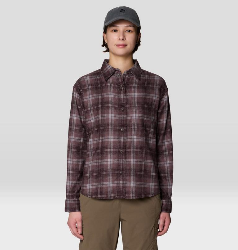 Women's A-Side Long Sleeve Shirt, Color: Carob Richmond Plaid, image 1
