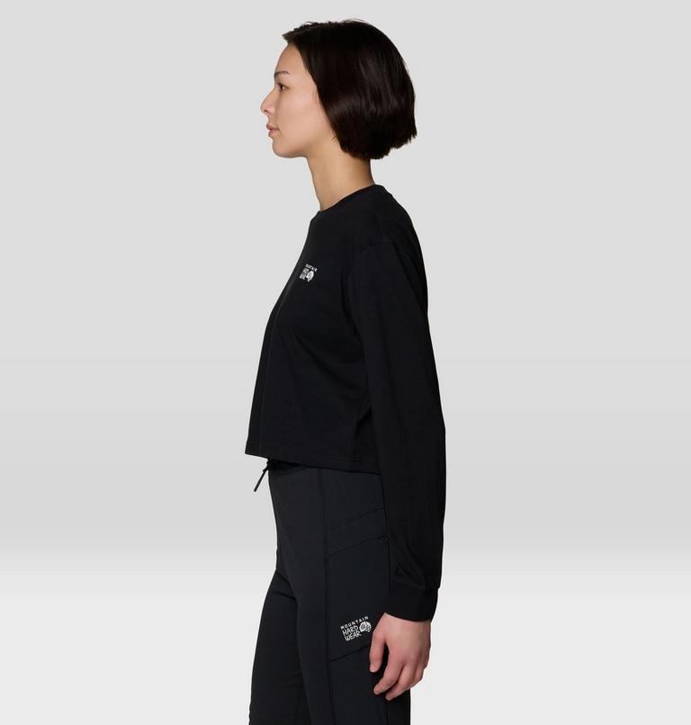 Women's MHW Box Logo Crop LS, Color: Black, image 3