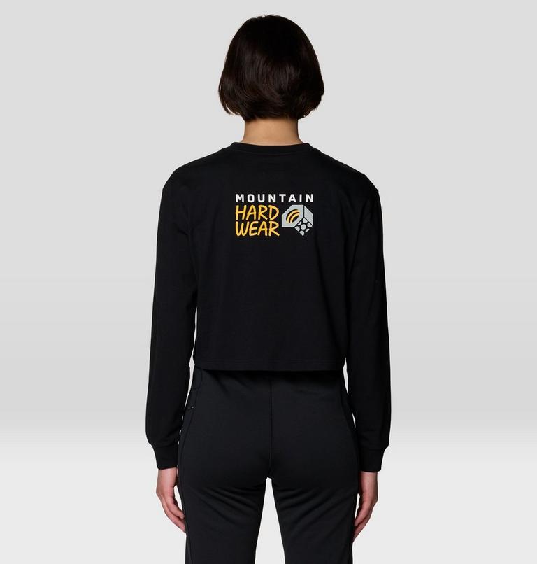 Women's MHW Box Logo Crop LS, Color: Black, image 2