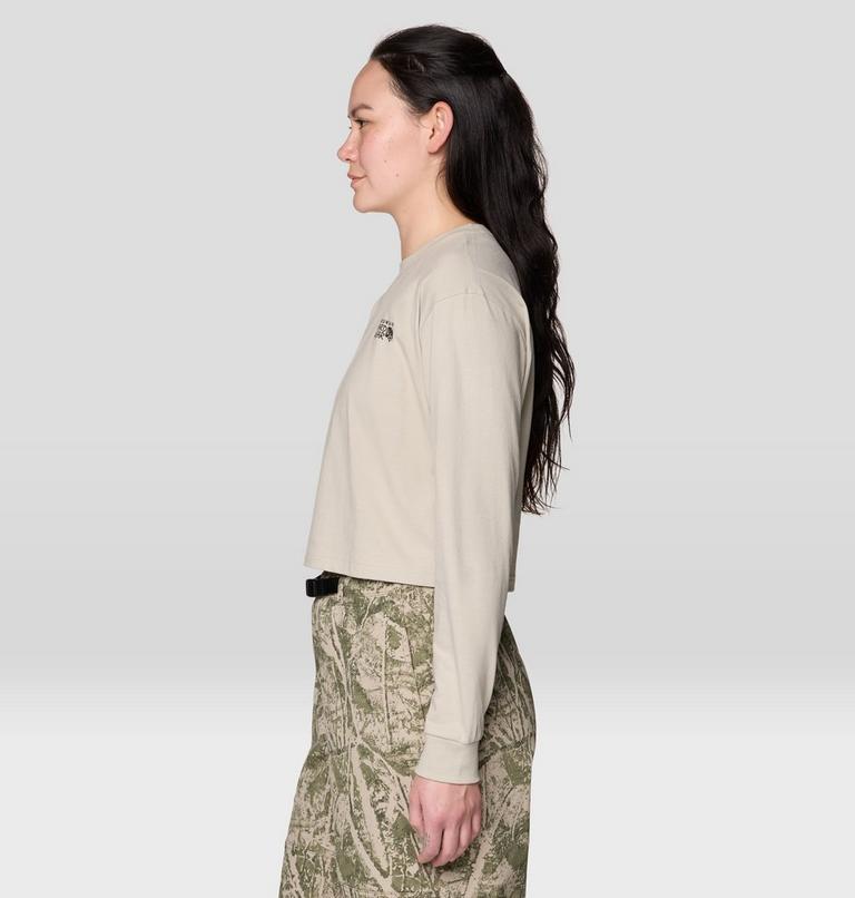 Women's MHW Box Logo Crop LS, Color: Sandblast, image 3
