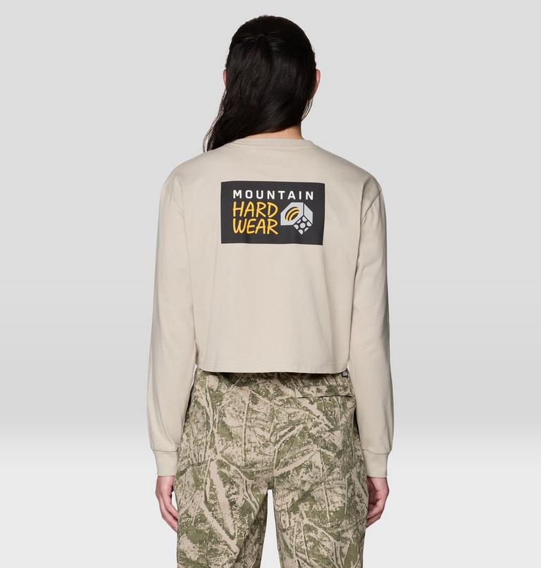 Women's MHW Box Logo Crop LS, Color: Sandblast, image 2