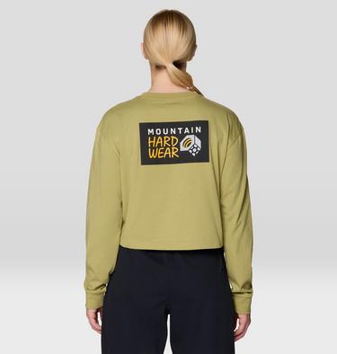 Women's MHW Box Logo Crop LS, Color: Forest Moss, image 10