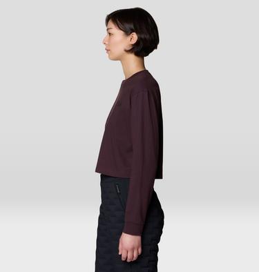 Women's MHW Box Logo Crop LS, Color: Deep Mulberry, image 7