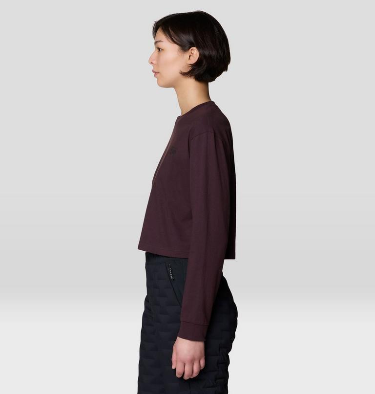 Women's MHW Box Logo Crop LS, Color: Deep Mulberry, image 3