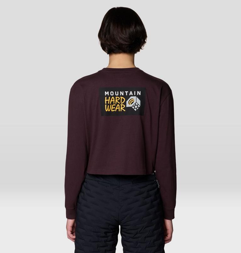 Women's MHW Box Logo Crop LS, Color: Deep Mulberry, image 2