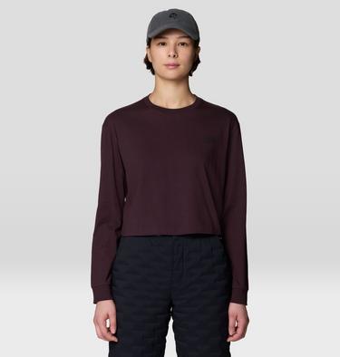 Women's MHW Box Logo Crop LS, Color: Deep Mulberry, image 5