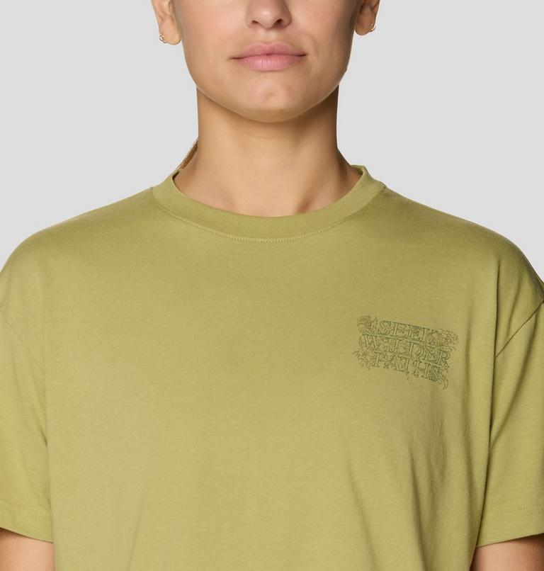 Women's Seek Wilder Paths Crop Short Sleeve, Color: Forest Moss, image 4