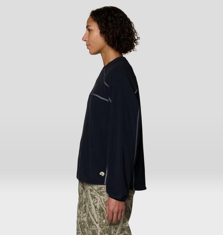 Women's Microchill Pullover Crew, Color: Black, image 4