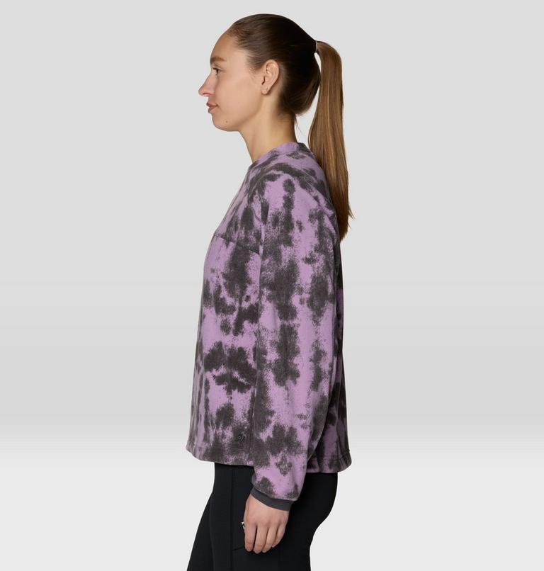 Women's Microchill Pullover Crew, Color: Violet Stone Shadowdye Print, image 3
