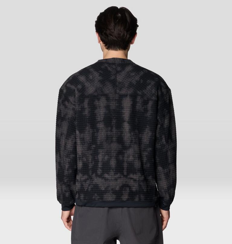 Men's Summit Grid Big Grid Pullover Crew, Color: Black Shadowdye Print, image 3