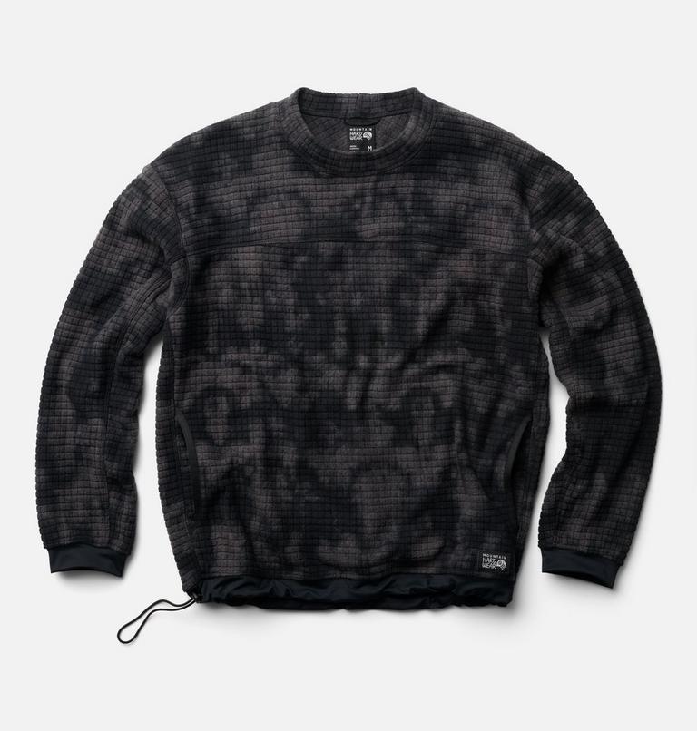 Men's Summit Grid Big Grid Pullover Crew, Color: Black Shadowdye Print, image 2