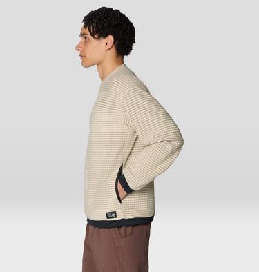 Men's Summit Grid Big Grid Pullover Crew, Color: Fossil, image 12