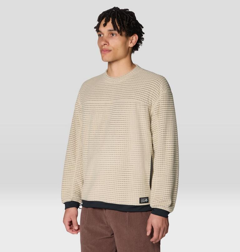 Men's Summit Grid Big Grid Pullover Crew, Color: Fossil, image 5