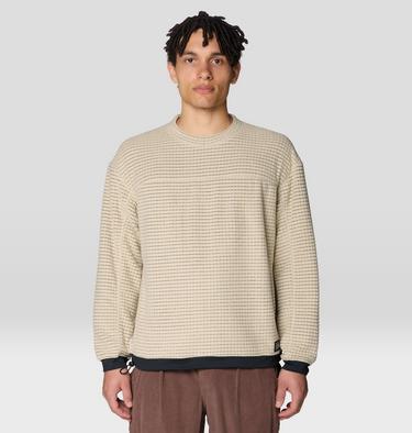 Men's Summit Grid Big Grid Pullover Crew, Color: Fossil, image 9