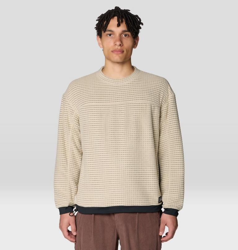 Men's Summit Grid Big Grid Pullover Crew, Color: Fossil, image 1