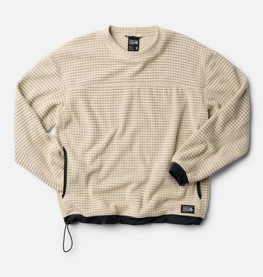 Men's Summit Grid Big Grid Pullover Crew, Color: Fossil, image 10