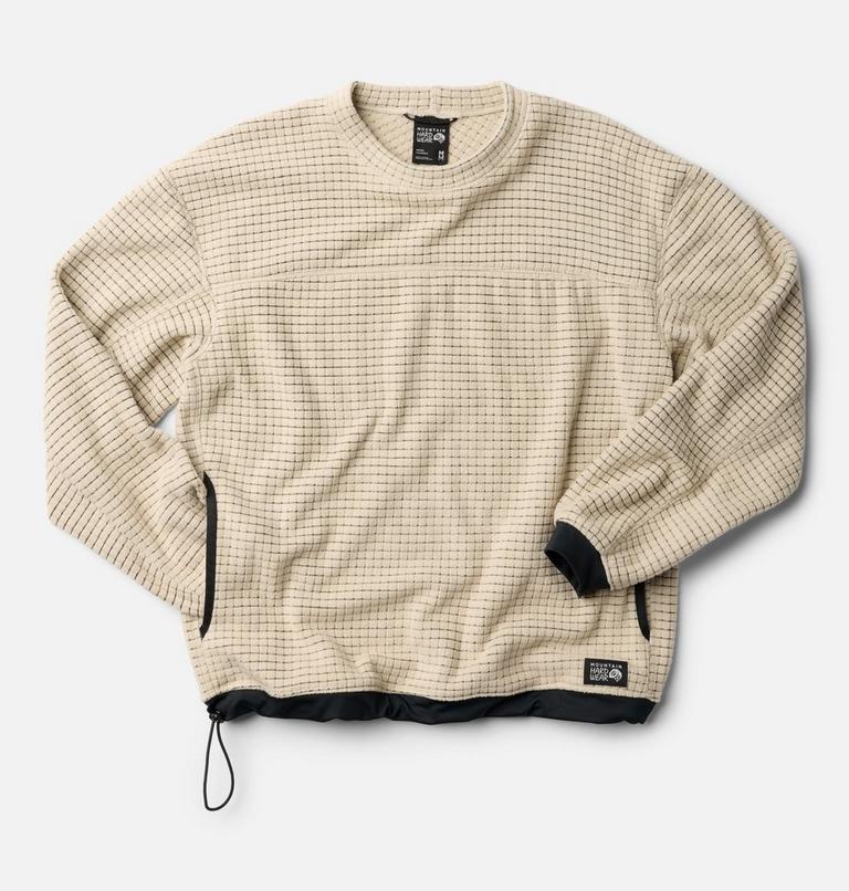 Men's Summit Grid Big Grid Pullover Crew, Color: Fossil, image 2