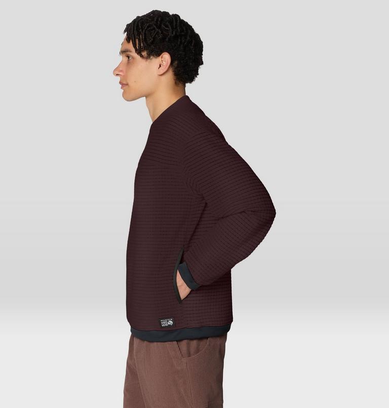 Men's Summit Grid Big Grid Pullover Crew, Color: Deep Mulberry, image 3