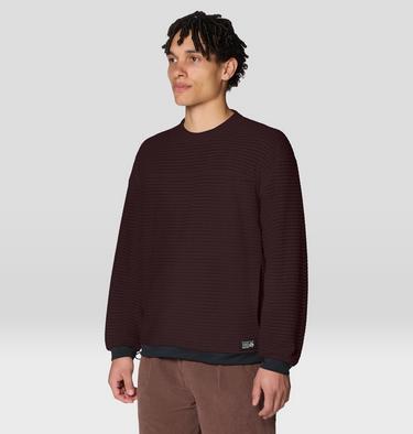 Men's Summit Grid Big Grid Pullover Crew, Color: Deep Mulberry, image 4