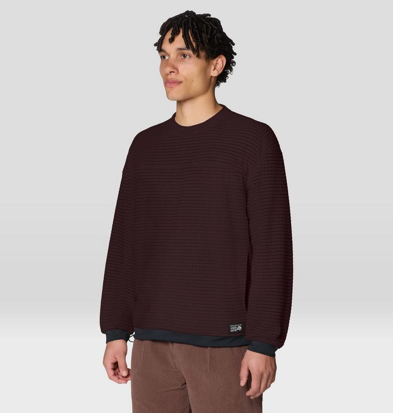 Men's Summit Grid Big Grid Pullover Crew, Color: Deep Mulberry, image 4