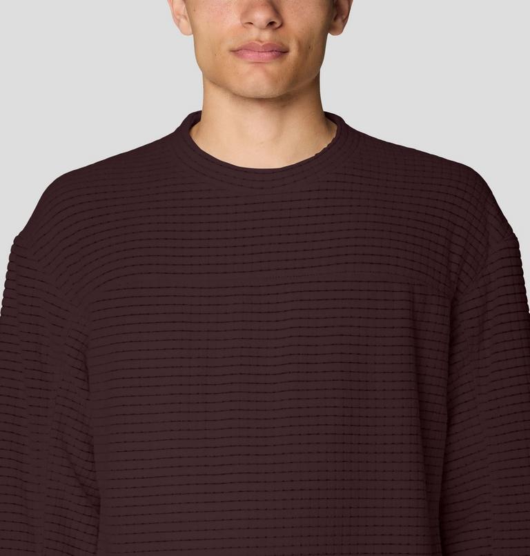 Men's Summit Grid Big Grid Pullover Crew, Color: Deep Mulberry, image 6