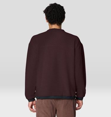 Men's Summit Grid Big Grid Pullover Crew, Color: Deep Mulberry, image 2