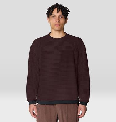 Men's Summit Grid Big Grid Pullover Crew, Color: Deep Mulberry, image 1