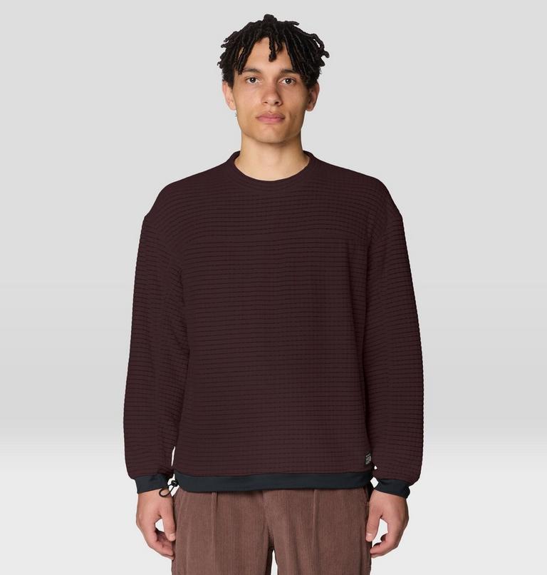 Men's Summit Grid Big Grid Pullover Crew, Color: Deep Mulberry, image 1