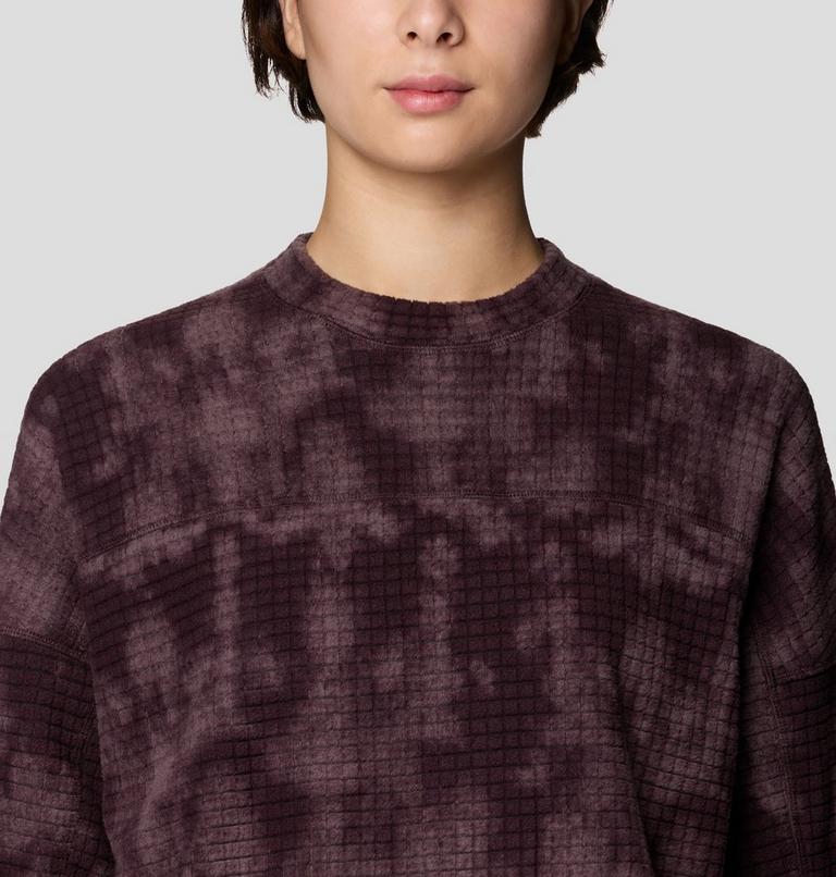 Women's Summit Grid Big Grid Crew, Color: Deep Mulberry Shadowdye Print, image 4