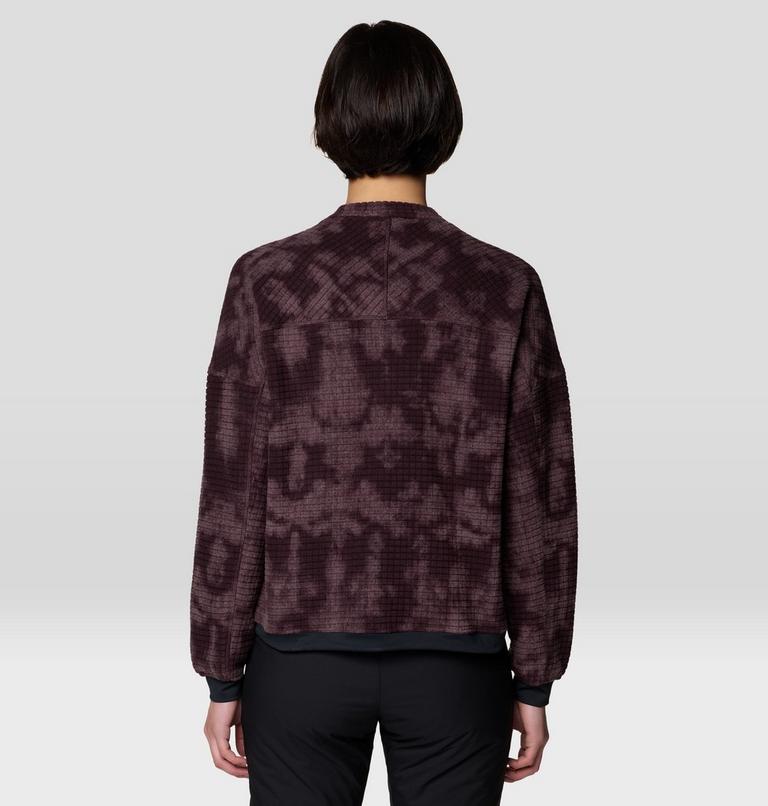 Women's Summit Grid Big Grid Crew, Color: Deep Mulberry Shadowdye Print, image 2